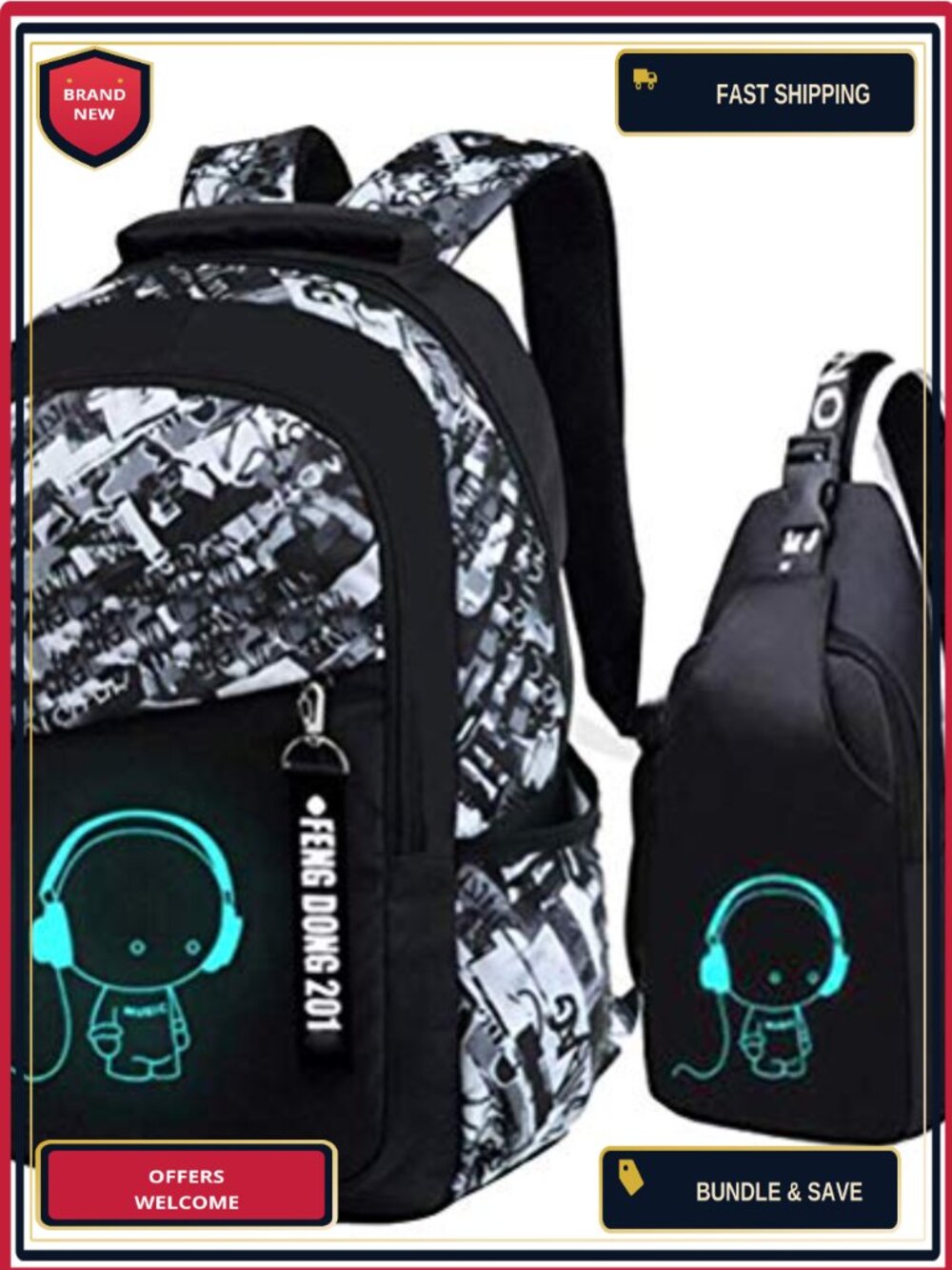 Kids' Backpack Nylon School Bag with USB Port Daypack for School Travel Hiking